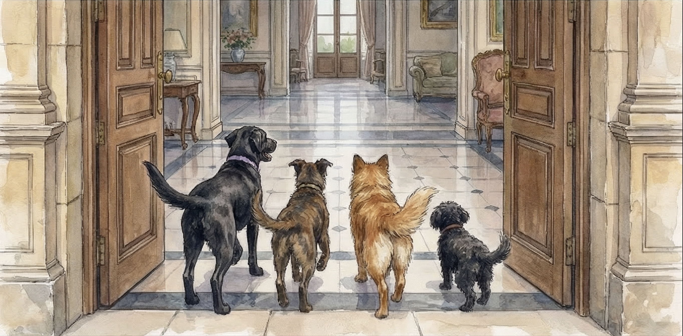 Los perros entran al palacio